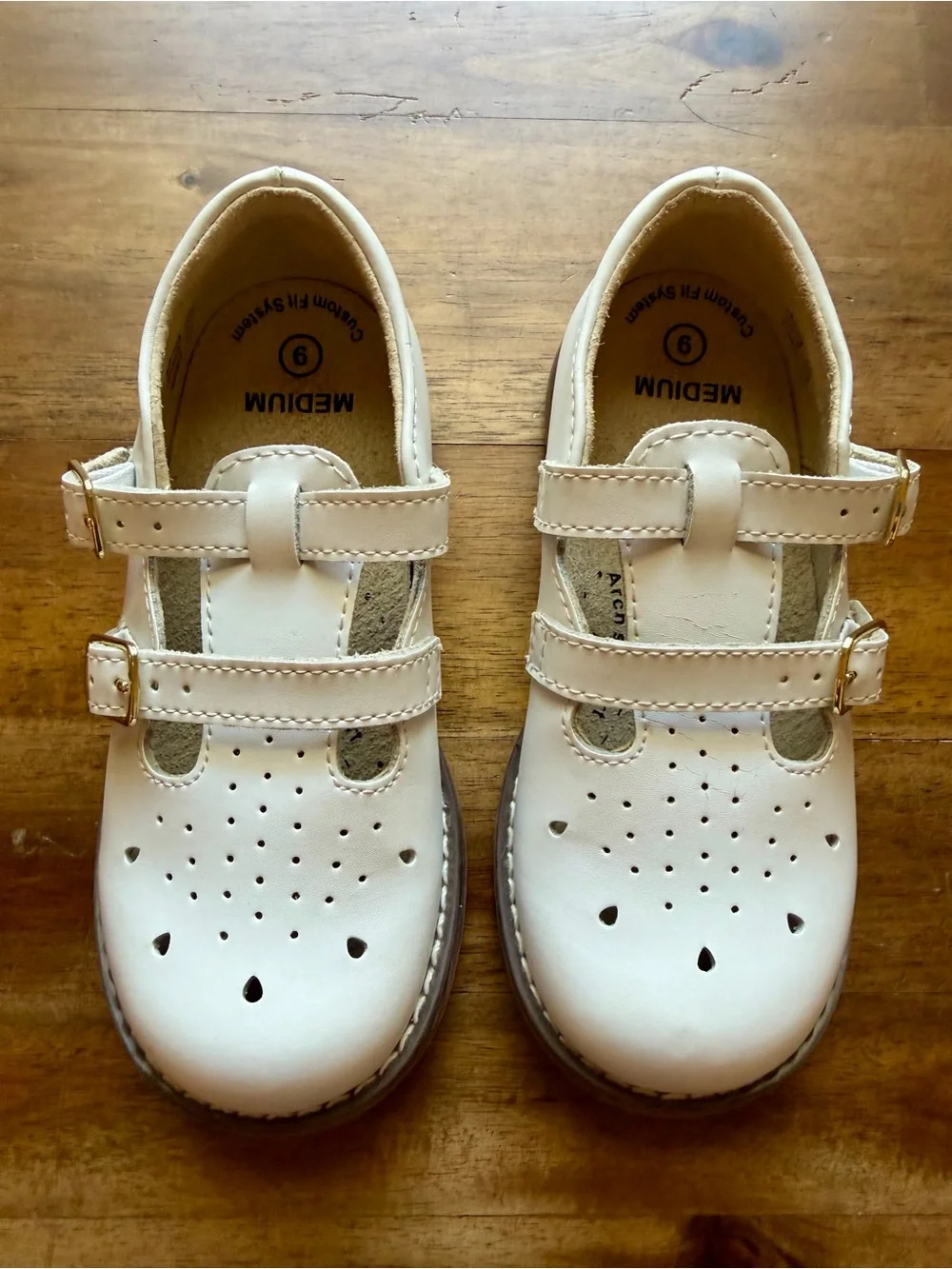 Footmates Girls Danielle White Leather Mary Jane Shoes Toddler Size 9